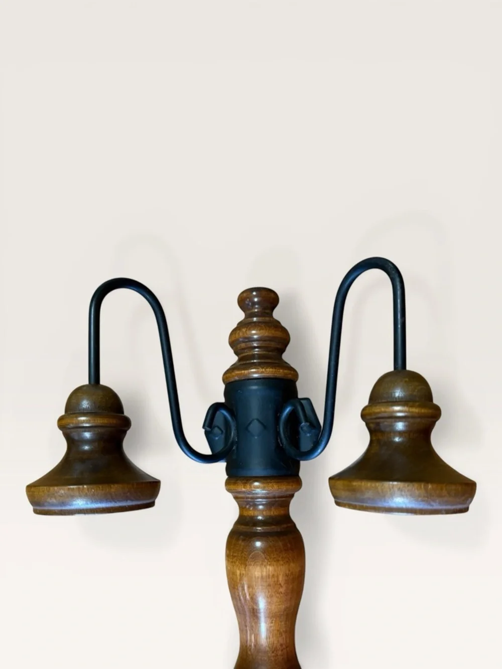 Vintage Homco Home Interiors Wood & Black Iron Double Candle Sconce